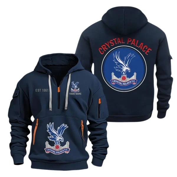 Lightweight Sports Hoodie Half Zipper, Unique Logo Print SPO061 - Navy