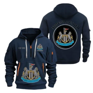 Athletic Half-Zip Hoodie, Team-Style Logo Print Hoodie Gift For Football Fans SPO061 - Navy