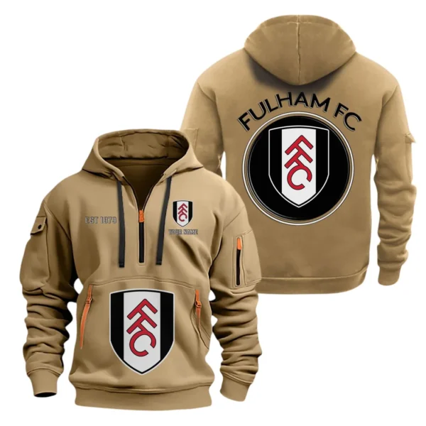 Fan Gift Hoodie Half Zipper, Sports-Inspired Logo Design SPO061 - Khaki