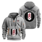 Casual Sports Hoodie Half Zipper, Modern Logo Detail Printing SPO061 - Gray
