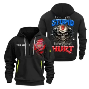 Casual Sports Hoodie Half Zipper, Modern Logo Detail Printing SPO101 - Black
