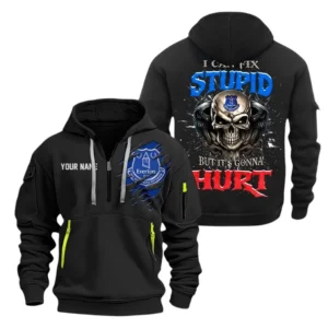 Casual Sports Hoodie Half Zipper, Modern Logo Detail Printing SPO101 - Black