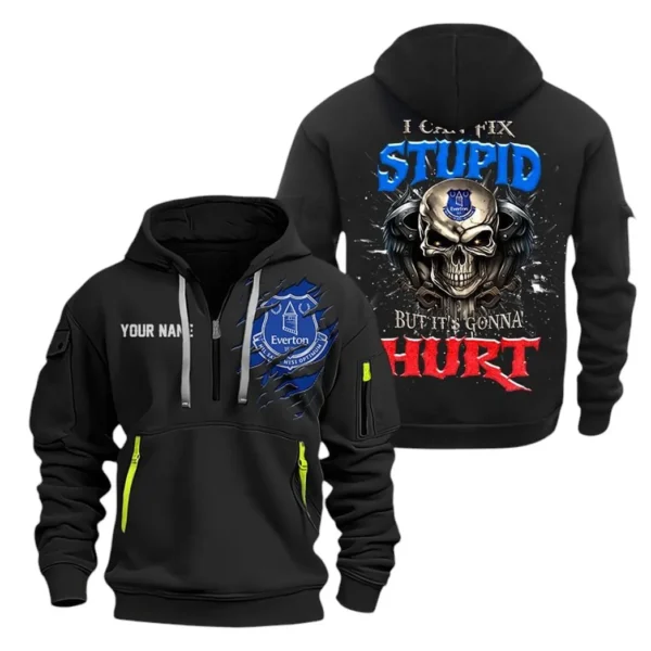 Casual Sports Hoodie Half Zipper, Modern Logo Detail Printing SPO101 - Black