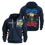Athletic Half-Zip Hoodie, Team-Style Logo Print Hoodie Gift For Football Fans SPO101 - Navy