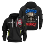 Casual Sports Hoodie Half Zipper, Modern Logo Detail Printing SPO101 - Black