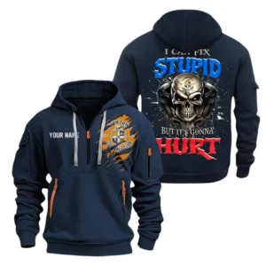 Everyday Hoodie Half Zipper, Athletic-Inspired Logo SPO101 - Navy
