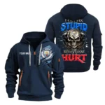 Lightweight Sports Hoodie Half Zipper, Unique Logo Print SPO101 - Navy