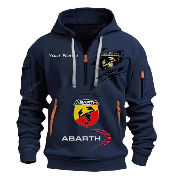 Hoodie Half Zipper Exclusive Logo Gift For Street Racing Car Enthusiasts CAR113 - Navy