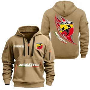Hoodie Half Zipper Exclusive Logo Gift For Rally Car Enthusiasts CAR170 - Khaki
