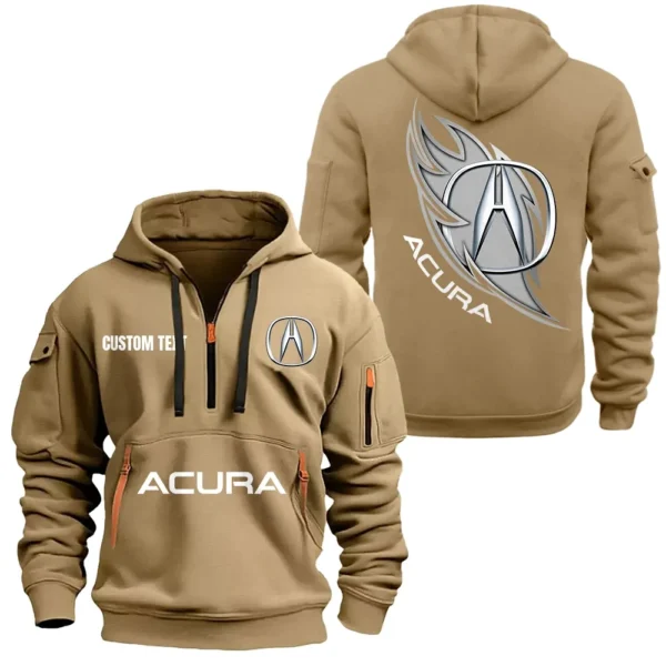 Hoodie Half Zipper Exclusive Logo Gift For High-End Car Enthusiasts CAR170 - Khaki