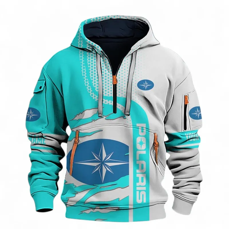 Adventure ATV Hoodie Half Zip 3D, Sporty Everyday Wear Hoodie For Car Lovers CAR398 - Cyan