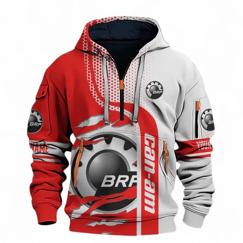 Adventure Quad Hoodie Half Zip 3D, Comfortable Everyday Hoodie For Car Lovers CAR398 - Red