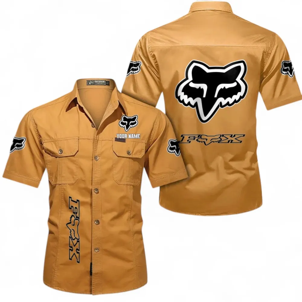 Adventure Riding Kit Men's Short Sleeved Cotton Shirt, Custom Name CAR392 - Turmeric