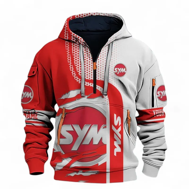 Agile City Bike Hoodie Half Zip 3D, Adventure & Urban Fit Hoodie For Motor Lovers CAR398 - Red