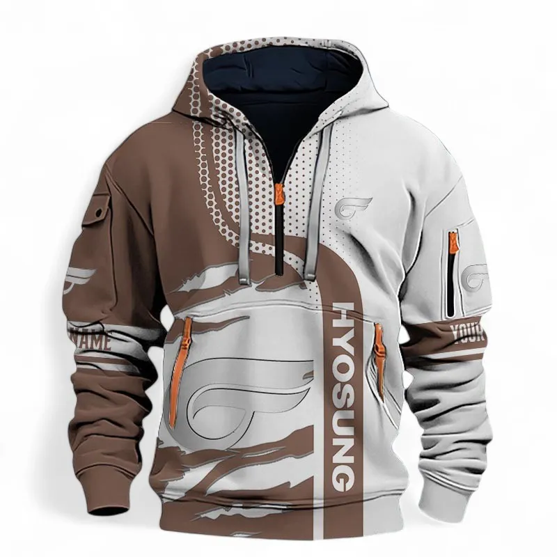 Agile Street Bike Hoodie Half Zip 3D, Lightweight Streetwear Hoodie For Car Lovers CAR398 - Brown