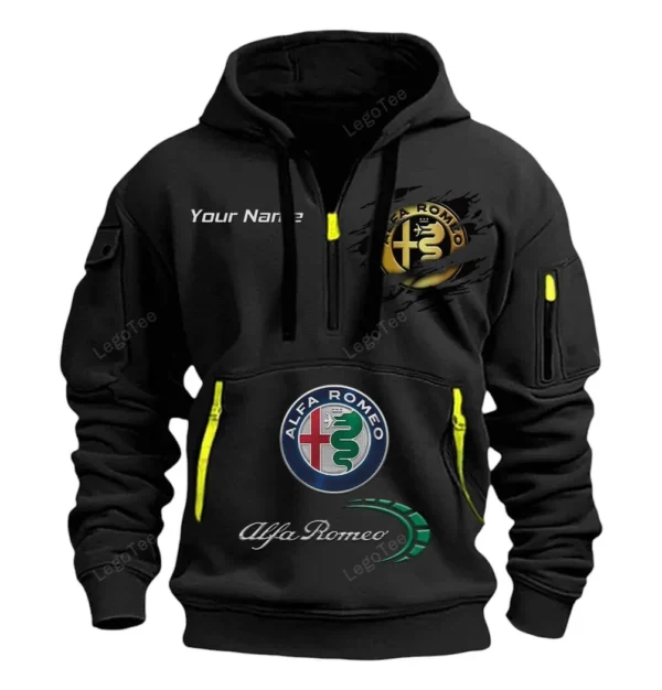 Hoodie Half Zipper Exclusive Logo Gift For Record-Breaking Auto Enthusiasts CAR113 - Black