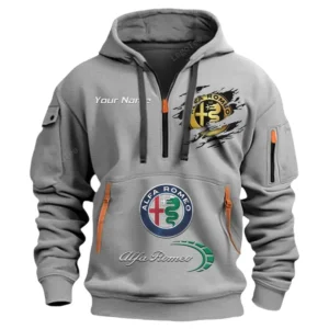 Hoodie Half Zipper Exclusive Logo Gift For Luxury Performance Machine Enthusiasts CAR113 - Gray