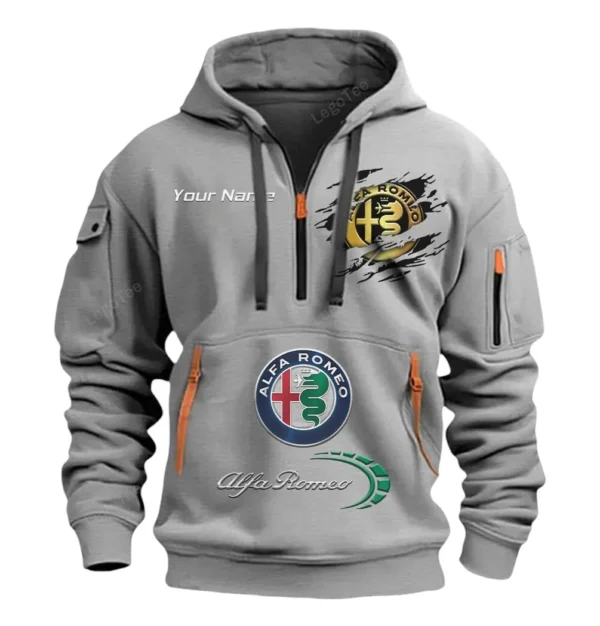 Hoodie Half Zipper Exclusive Logo Gift For Luxury Performance Machine Enthusiasts CAR113 - Gray