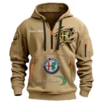Hoodie Half Zipper Exclusive Logo Gift For Italian Classic Enthusiasts CAR113 - Khaki