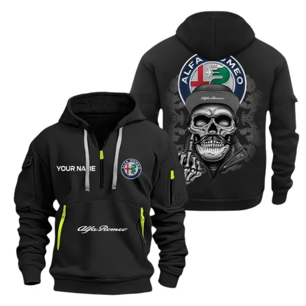 Hoodie Half Zipper Exclusive Logo Gift For Racing Heritage Enthusiasts CAR166 - Black