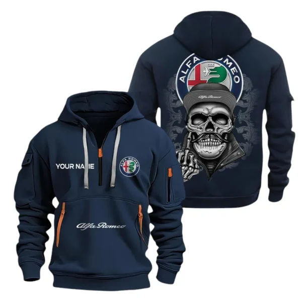 Hoodie Half Zipper Exclusive Logo Gift For Italian Classic Enthusiasts CAR166 - Navy