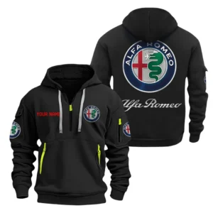 Vintage Ride Hoodie Half Zipper, All Over Print Hoodie Gift For Vintage Ride Enthusiasts CAR200 - Black