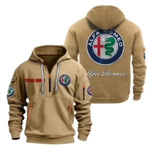 Hoodie Half Zipper Exclusive Logo Gift For Sport Sedan Enthusiasts CAR200 - Khaki