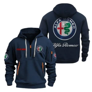 Exclusive Logo Hoodie Half Zipper For Italian Classic Enthusiasts, Gift For Italian Classic Fans CAR200 - Navy