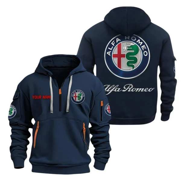 Exclusive Logo Hoodie Half Zipper For Italian Classic Enthusiasts, Gift For Italian Classic Fans CAR200 - Navy