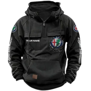 Classic Sport Coupe Tactical Quarter Zip Hoodie, Exclusive Logo Hoodie For Car Enthusiasts CAR164 - Black