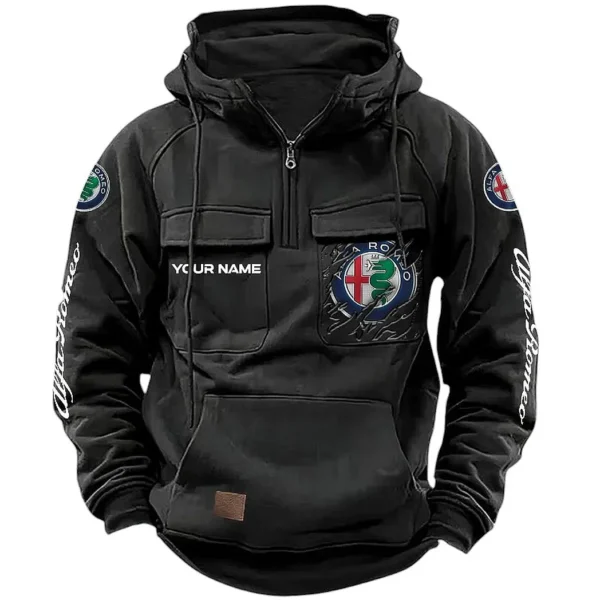 Classic Sport Coupe Tactical Quarter Zip Hoodie, Exclusive Logo Hoodie For Car Enthusiasts CAR164 - Black