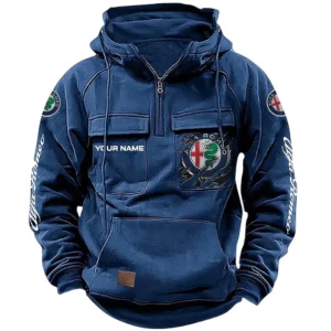 Luxury Roadster Tactical Quarter Zip Hoodie, Exclusive Logo Hoodie For Car Enthusiasts CAR164 - Dark Blue