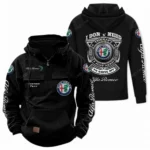 Dynamic Engine Ride Tactical Quarter Zip Hoodie, Exclusive Logo Hoodie For Car Enthusiasts CAR106 - Black