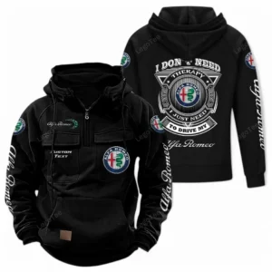 Dynamic Engine Ride Tactical Quarter Zip Hoodie, Exclusive Logo Hoodie For Car Enthusiasts CAR106 - Black