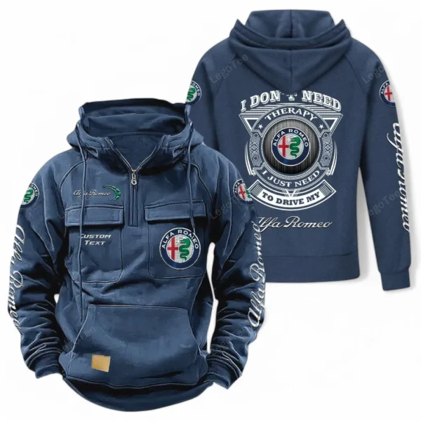 Sleek Cruiser Tactical Quarter Zip Hoodie, Exclusive Logo Hoodie For Car Enthusiasts CAR106 - Dark Blue