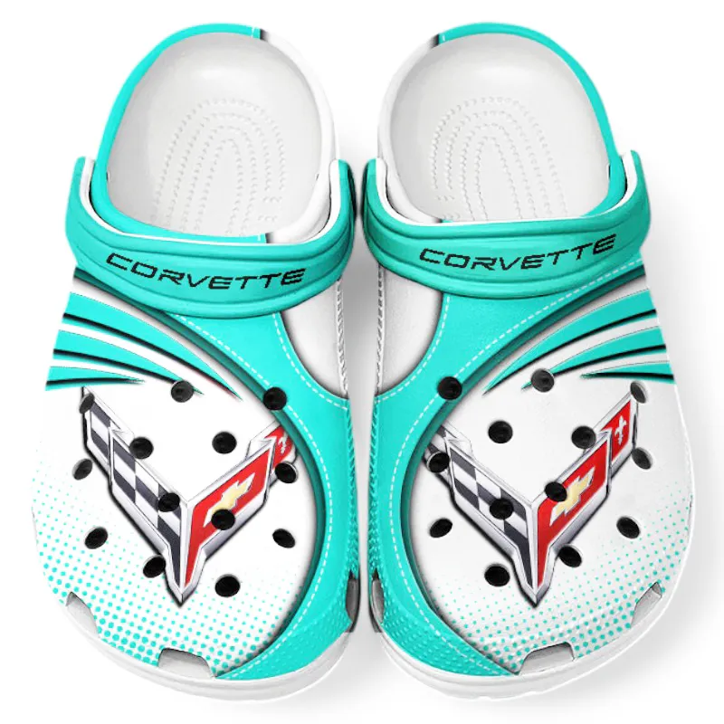 All Over Print American Speed Car Clog, Automotive Lifestyle Inspired Shoes for Car Enthusiasts CAR181 - Cyan