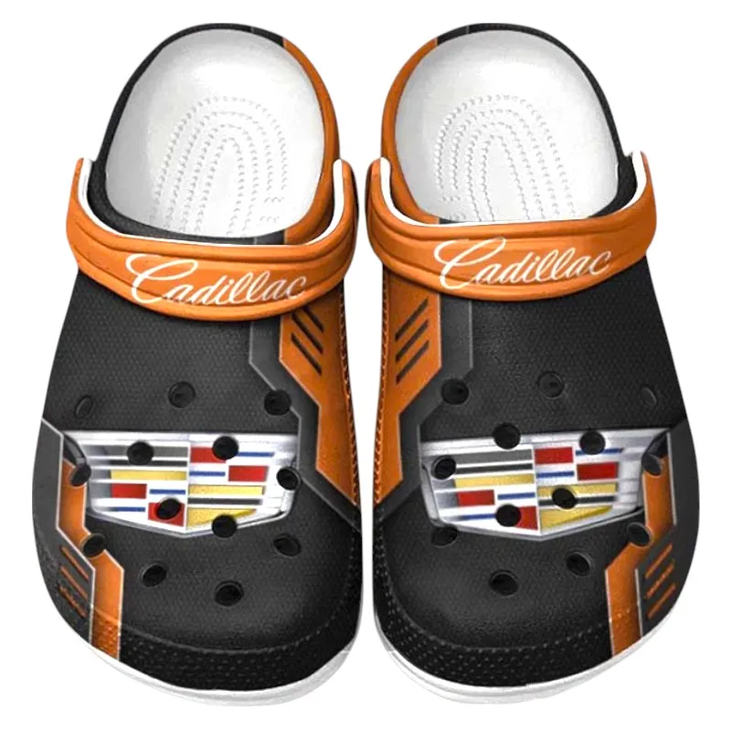 All Over Print Classic American Cruiser Clog, Automotive Lifestyle Inspired Shoes for Car Enthusiasts CAR185 - Orange