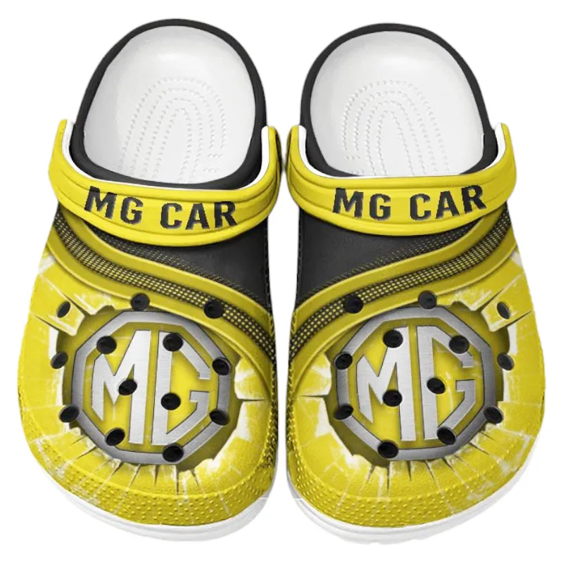 All Over Print Classic British Car Clog, Automotive Lifestyle Inspired Shoes for Car Enthusiasts CAR188 - Yellow