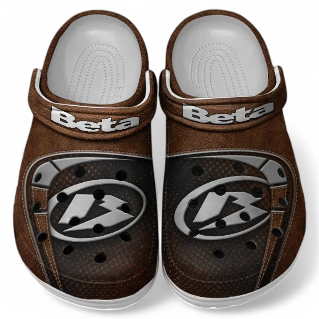 All Over Print Enduro Bike Clog, Automotive Lifestyle Inspired Shoes for Car Enthusiasts CAR183 - Brown