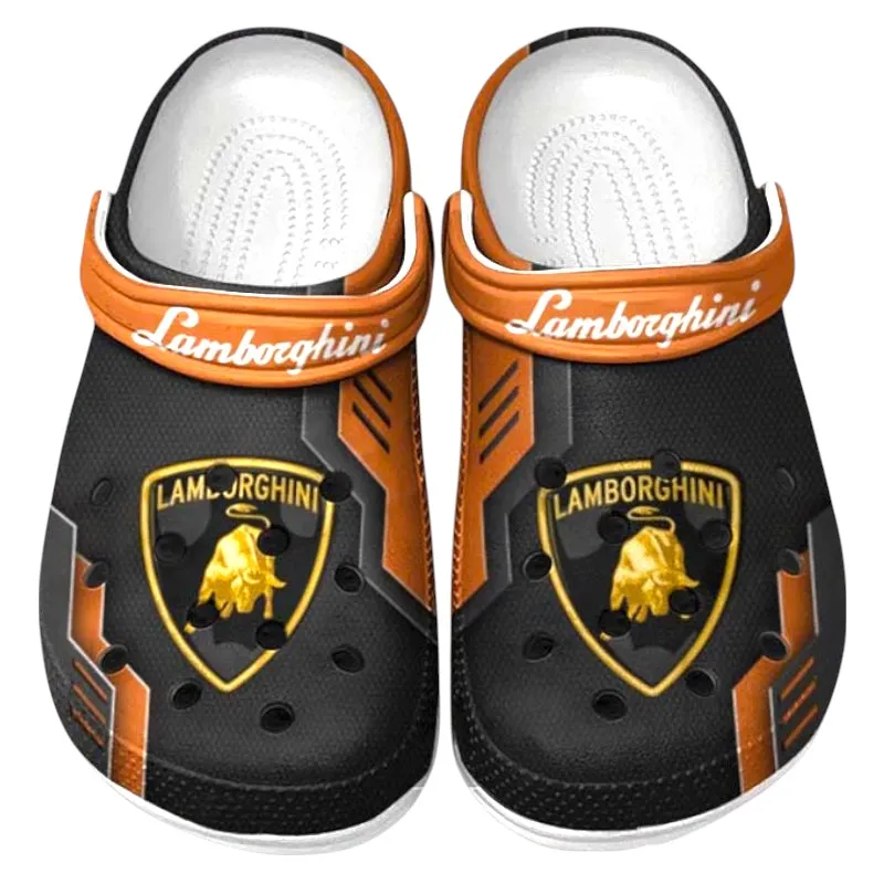 All Over Print Iconic Supercar Ride Clog, Automotive Lifestyle Inspired Shoes for Car Enthusiasts CAR185 - Orange
