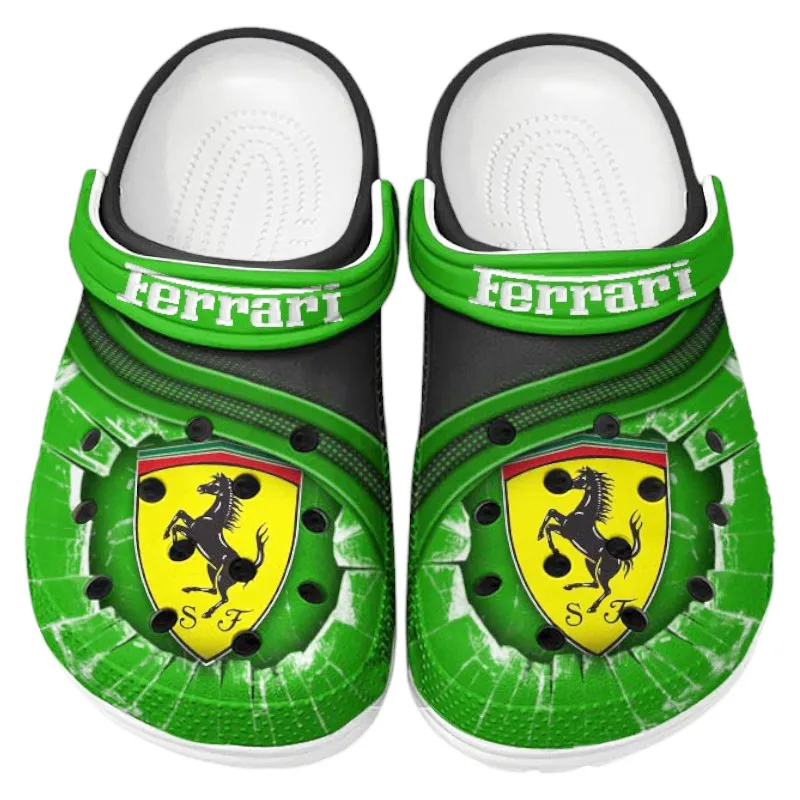 All Over Print Italian Supercar Clog, Automotive Lifestyle Inspired Shoes for Car Enthusiasts CAR188 - Green