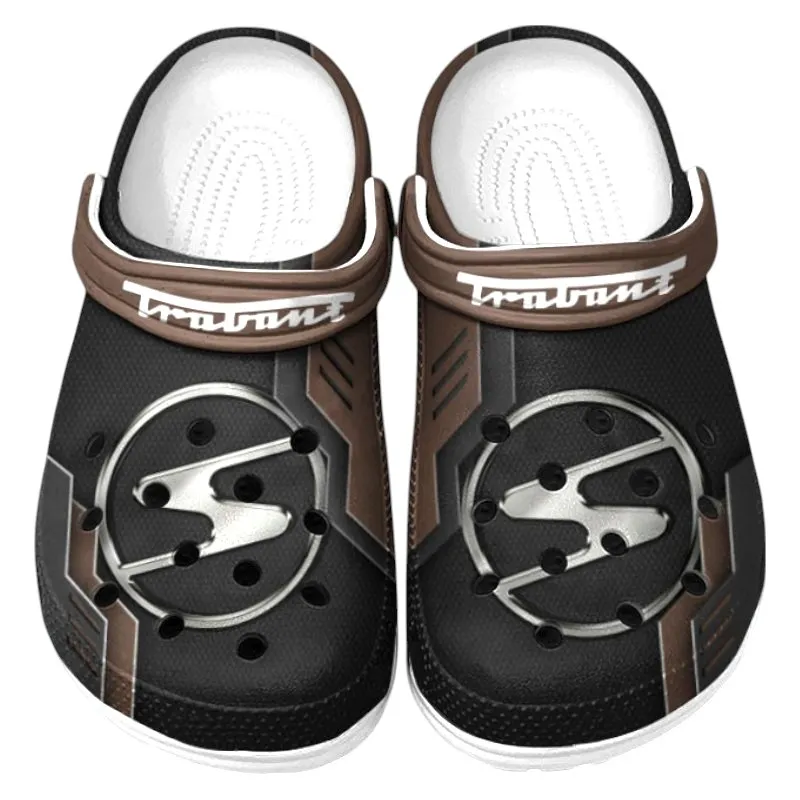 All Over Print Retro City Auto Clog, Automotive Lifestyle Inspired Shoes for Car Enthusiasts CAR185 - Brown