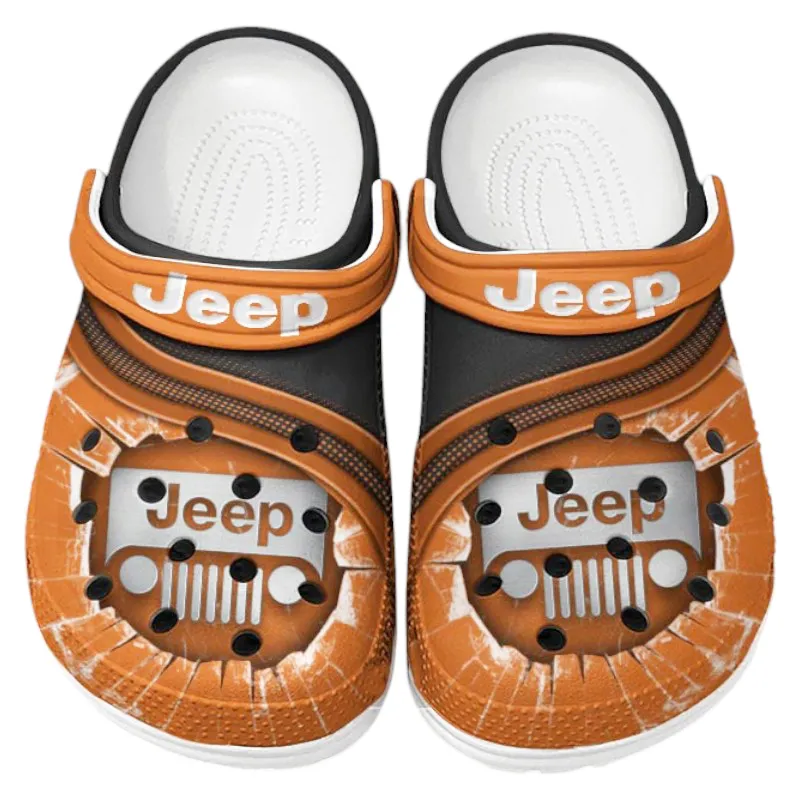 All Over Print Rugged Terrain Auto Brand Clog, Automotive Lifestyle Inspired Shoes for Car Enthusiasts CAR188 - Orange