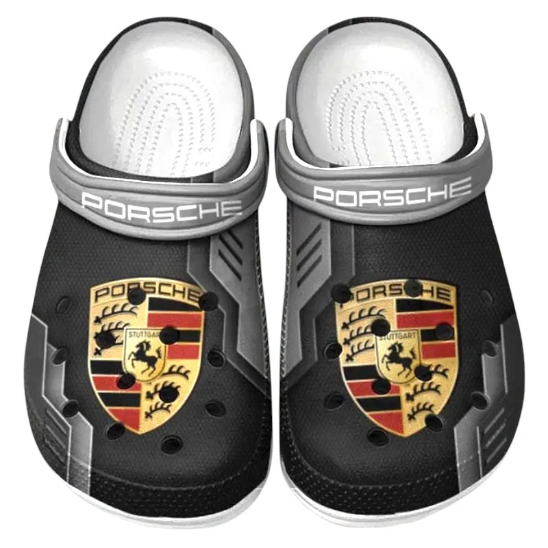 All Over Print Turbo Sports Car Clog, Automotive Lifestyle Inspired Shoes for Car Enthusiasts CAR185 - Gray