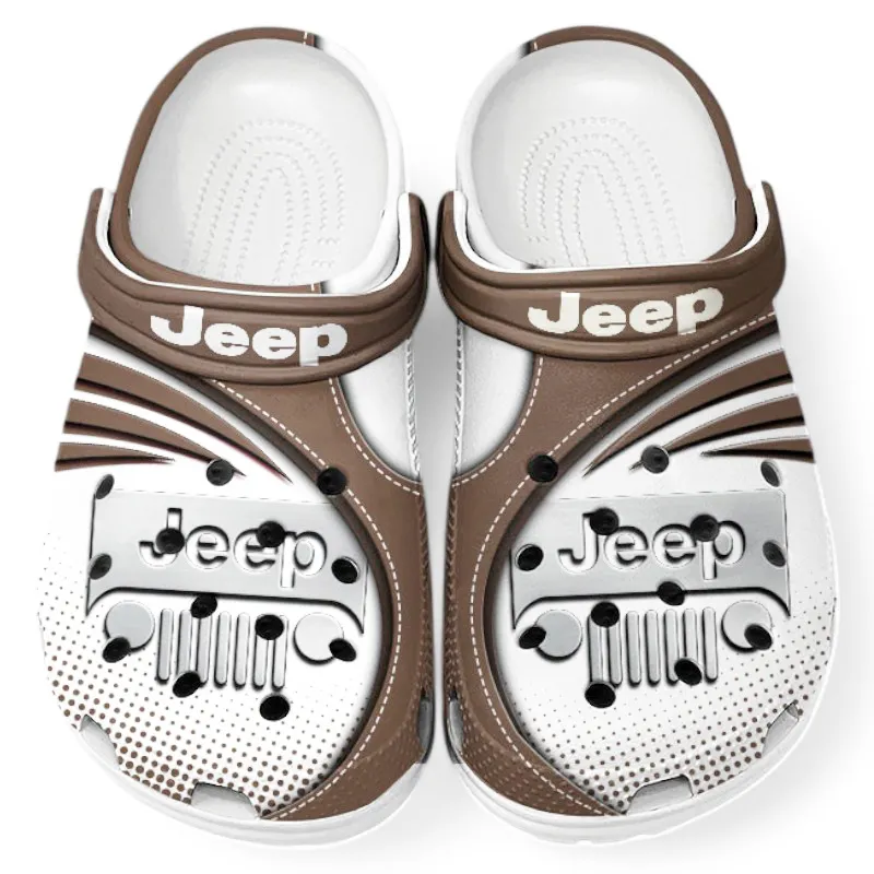 All Over Print Utility 4x4 Manufacturer Clog, Automotive Lifestyle Inspired Shoes for Car Enthusiasts CAR181 - Brown