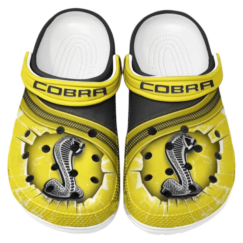 All Over Print V8 Powered Ride Clog, Automotive Lifestyle Inspired Shoes for Car Enthusiasts CAR188 - Yellow
