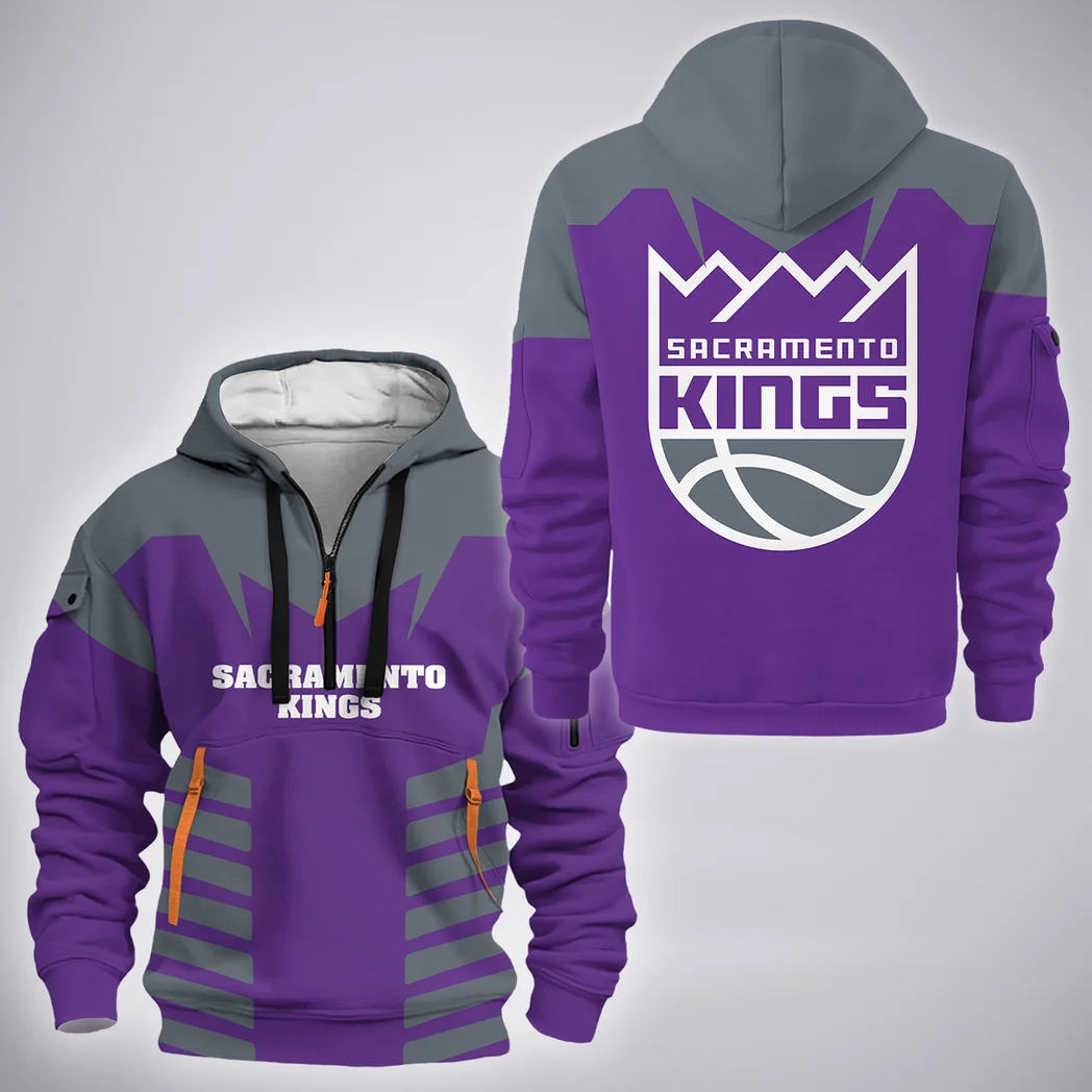 All-Season Court Family Hoodie Half Zip 3D, Active Supporter Half-Zip Hoodie HVN1272