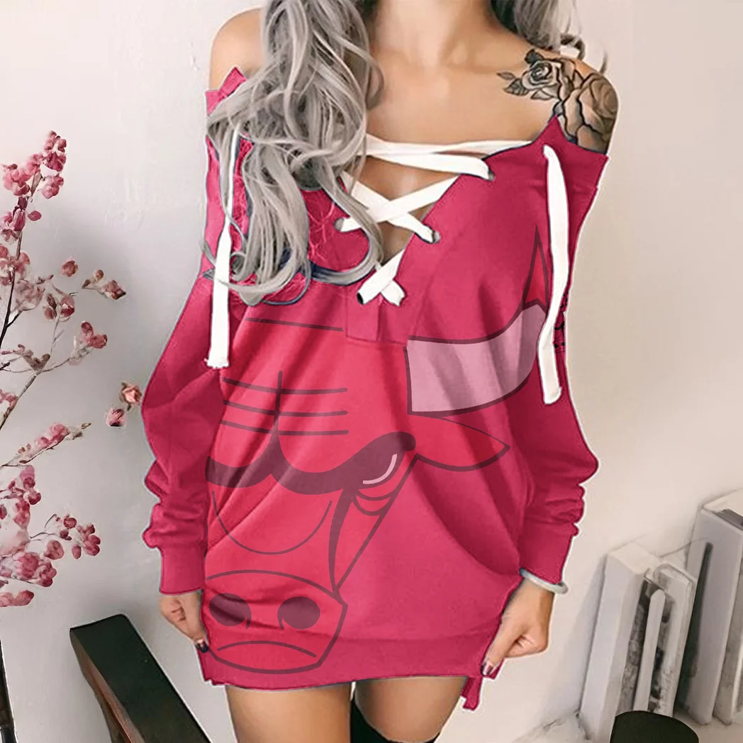 All-Season Court Family Lace-Up Sweatshirt For Women, Game Day Hoodie Dress HVN1278