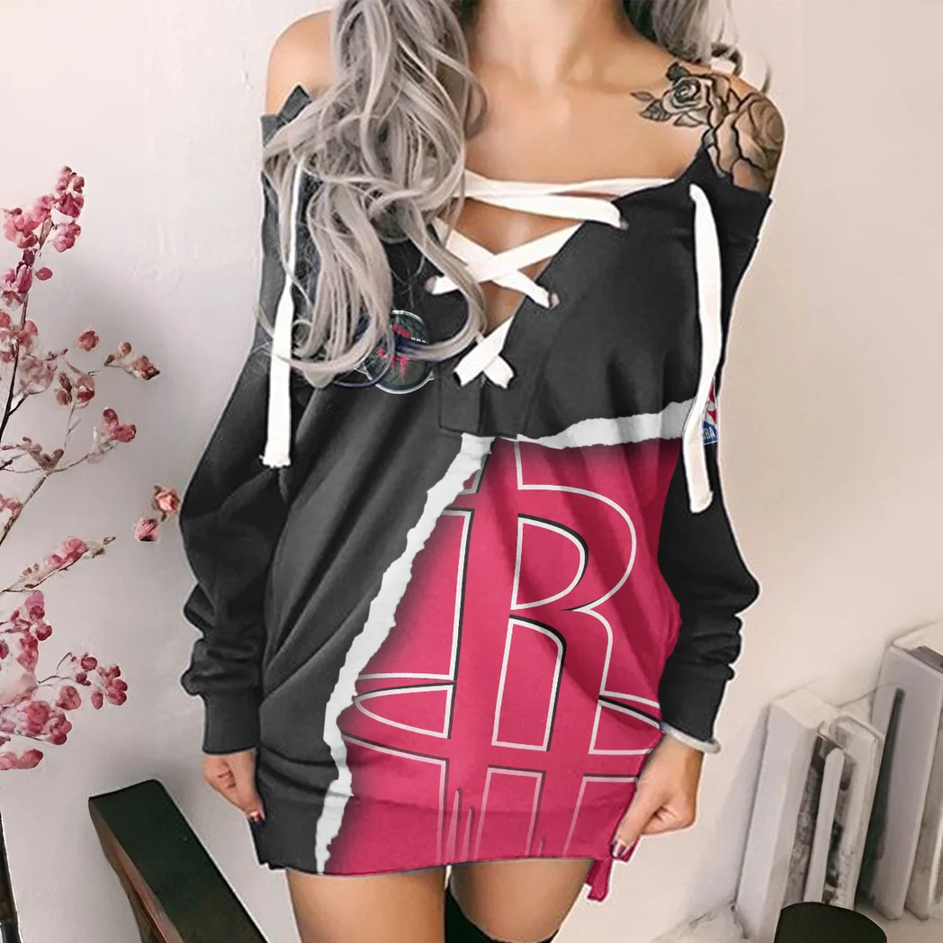 All-Season Hoop Pride Lace-Up Sweatshirt For Women, Sport Spirit Lace-Up Top HVN1273