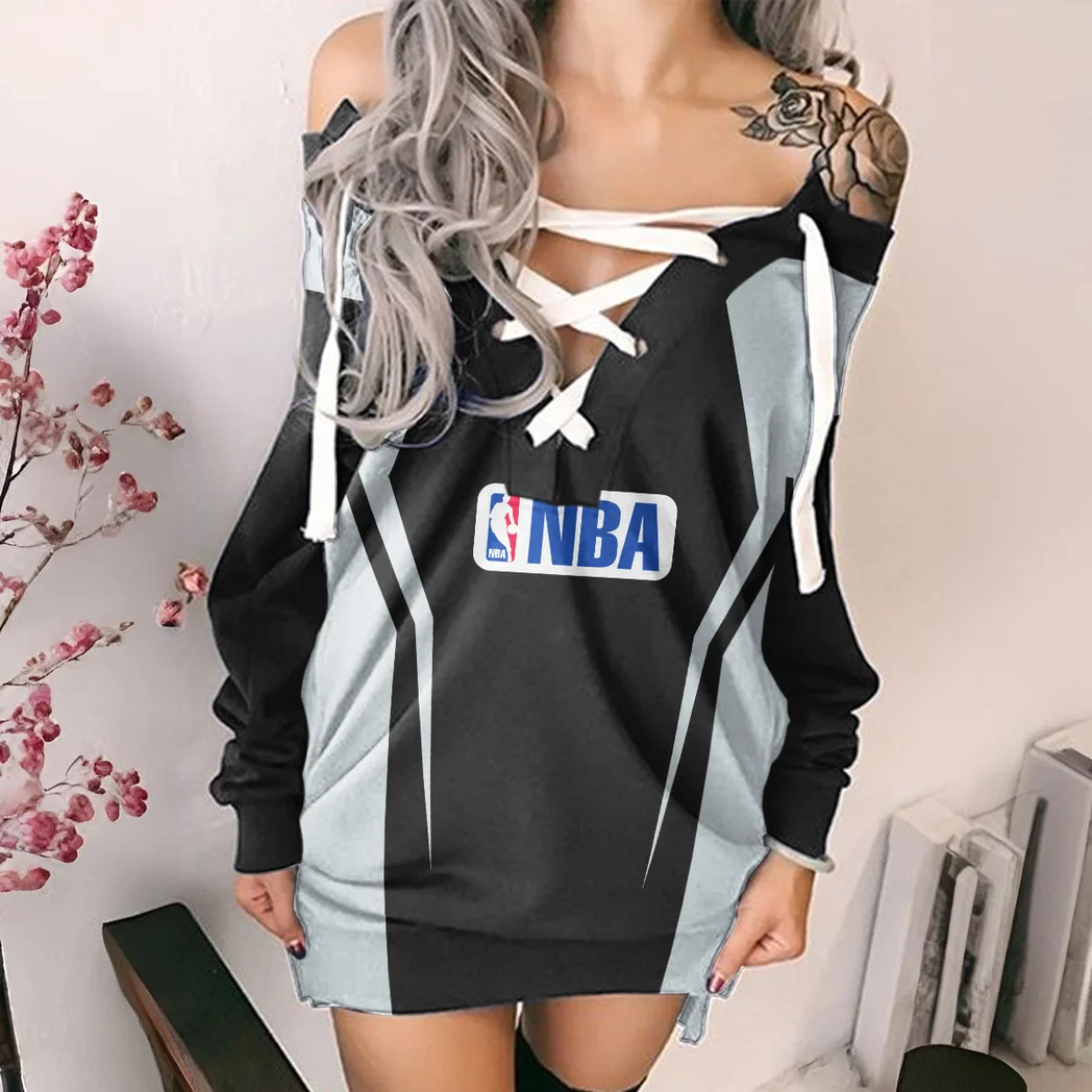 All-Season Sport Squad Lace-Up Sweatshirt For Women, Modern Lace-Up Tunic HVN1274